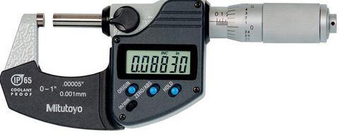 Mitutoyo Digimatic Coolant-proof Micrometer, IP-65, 0-1"/25.4mm, 293-344-30