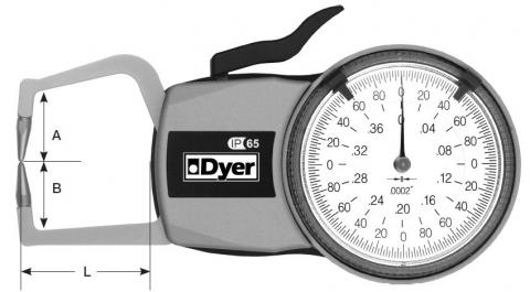 Dyer Gage Short Reach Min-Wall Thickness Gage, 0-0.4", 301-504